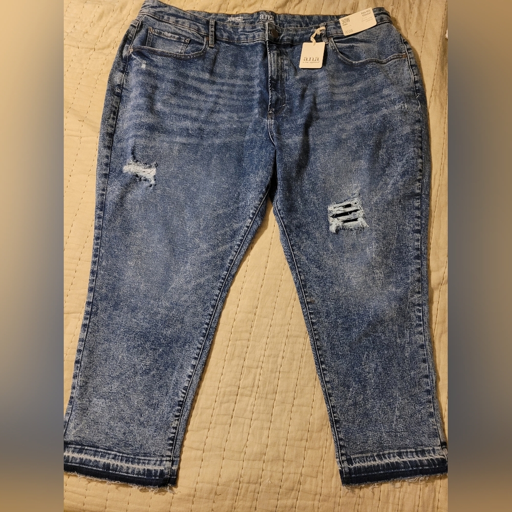 a.n.a Plus Womens High Rise Straight Leg Slim Fit Jean 30W